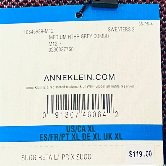 Anne Klein Buckle Neck Topper in Plaid Gray Combo (XL) New with Tag - Picture 7 of 10